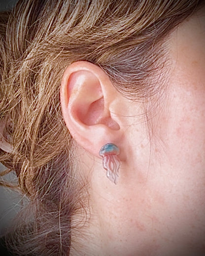 Handmade Acrylic + Resin Stud Earrings | Jellyfish