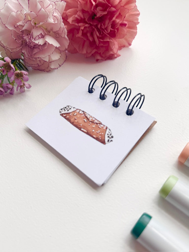 Hand-Illustrated + Handmade Mini Notebook/Sketchbook | Cannoli