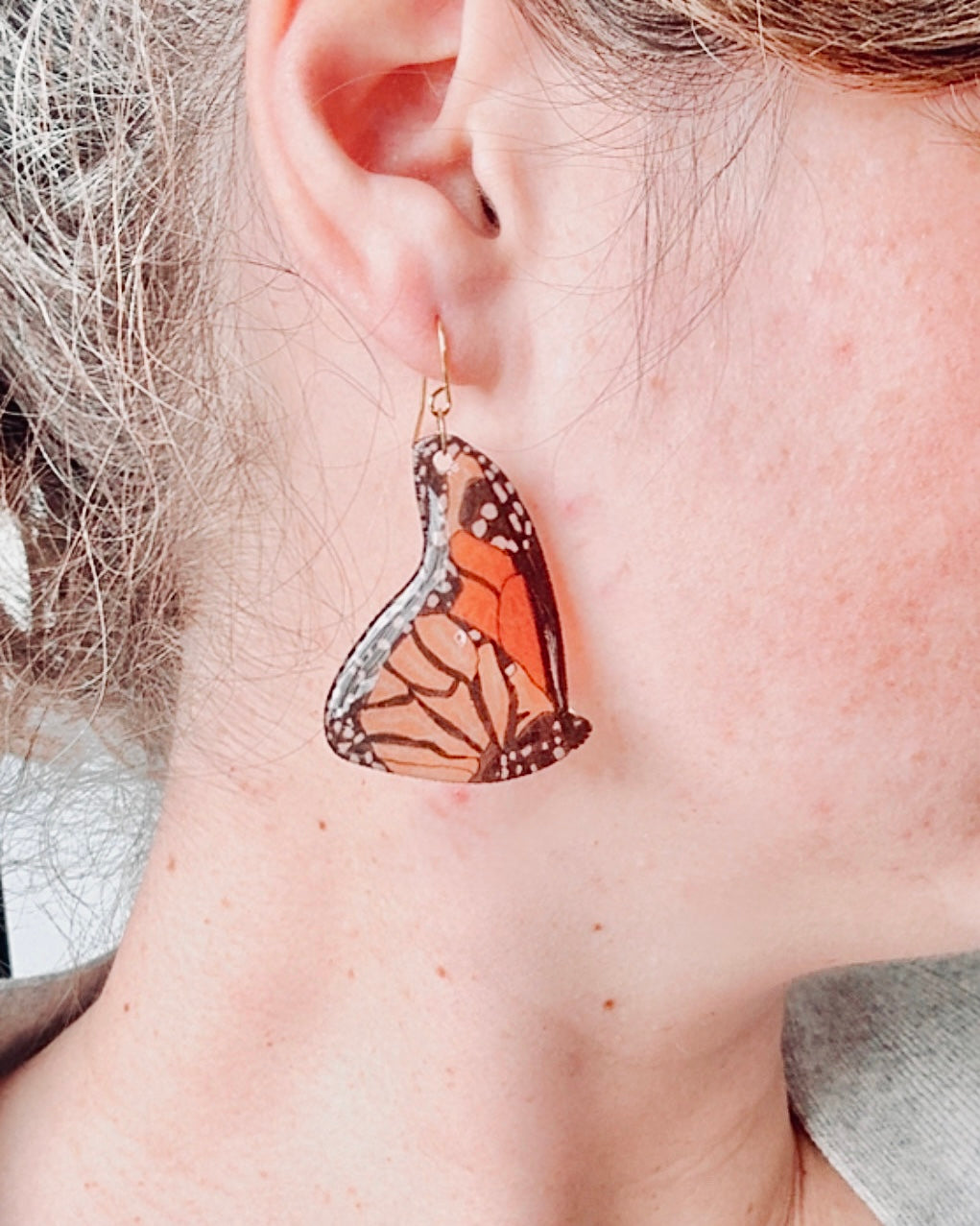 Hand-Illustrated Monarch Butterflies | Handmade Acrylic + Resin Dangle Earrings