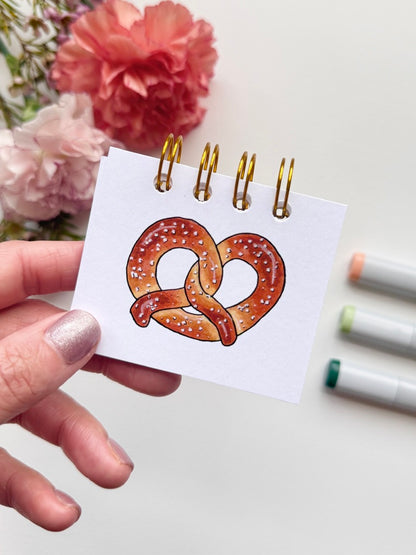 Hand-Illustrated + Handmade Mini Notebook/Sketchbook | Pretzel