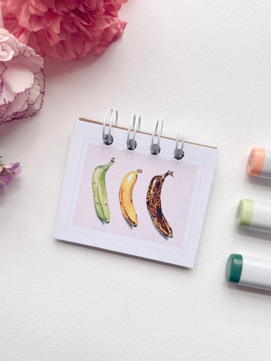 Hand-Illustrated + Handmade Mini Notebook/Sketchbook | Bananas