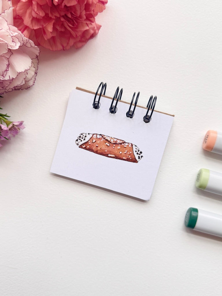 Hand-Illustrated + Handmade Mini Notebook/Sketchbook | Cannoli