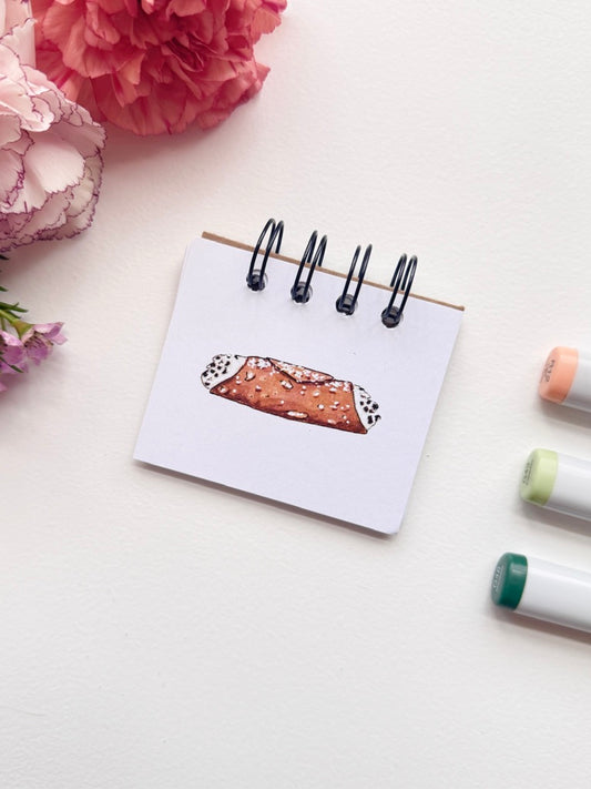 Hand-Illustrated + Handmade Mini Notebook/Sketchbook | Cannoli