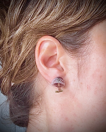 Handmade Acrylic + Resin Studs | Parasol Mushrooms