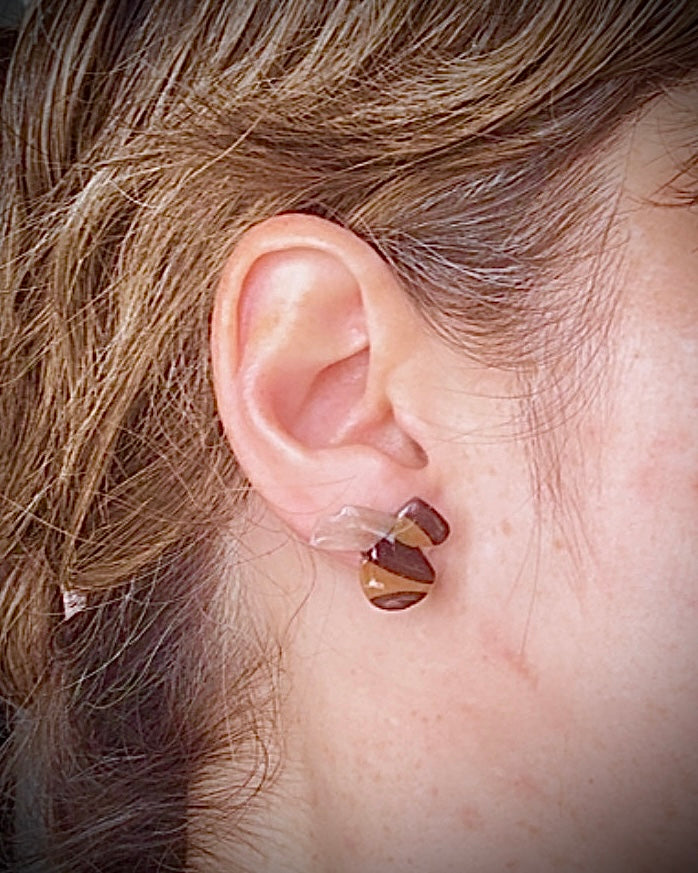 Handmade Acrylic + Resin Stud Earrings | Bumblebees