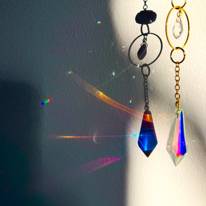 Handmade + Hand-Illustrated Blue Morpho Butterfly Suncatcher with Blue Beads