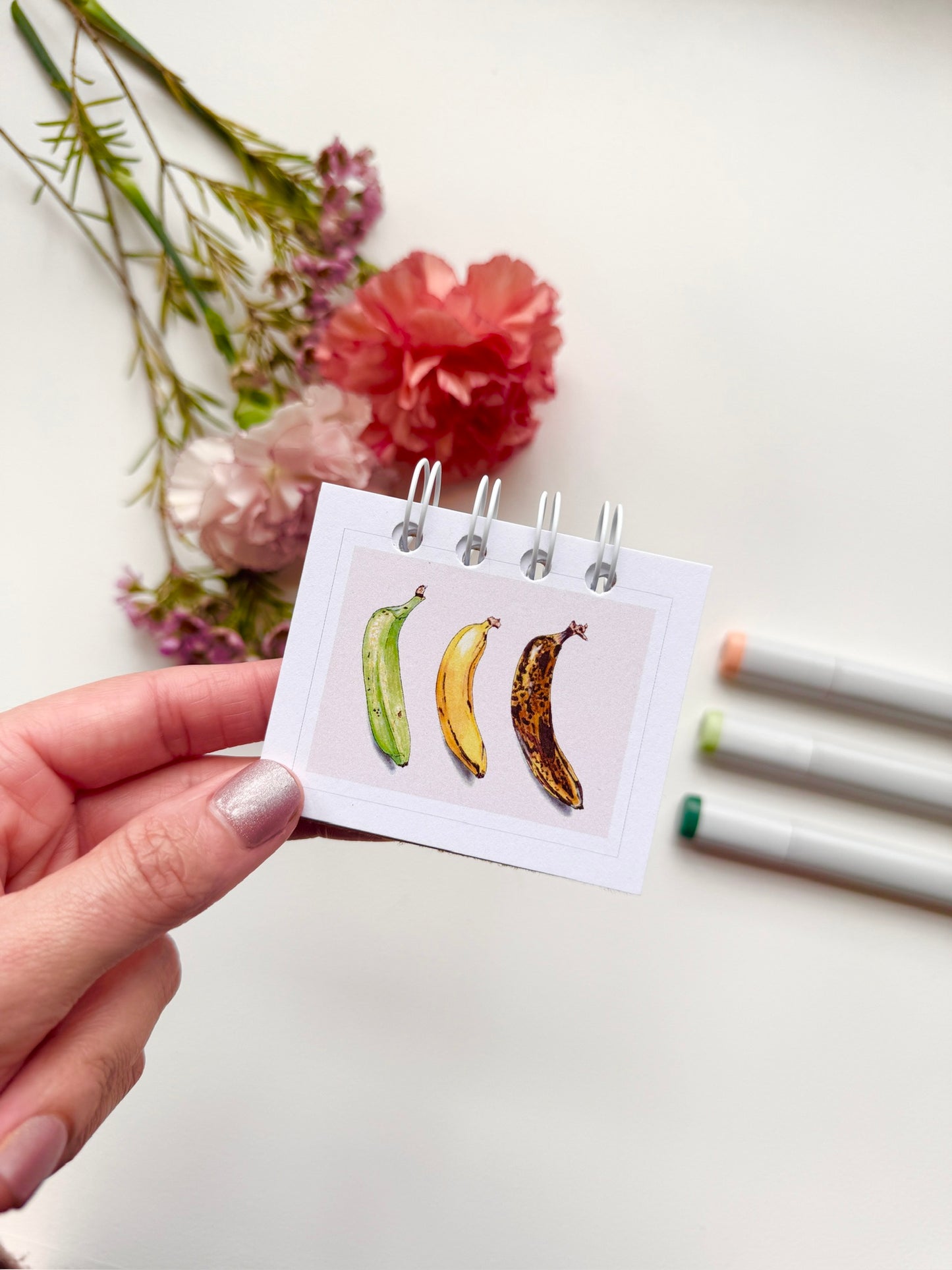 Hand-Illustrated + Handmade Mini Notebook/Sketchbook | Bananas