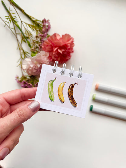 Hand-Illustrated + Handmade Mini Notebook/Sketchbook | Bananas