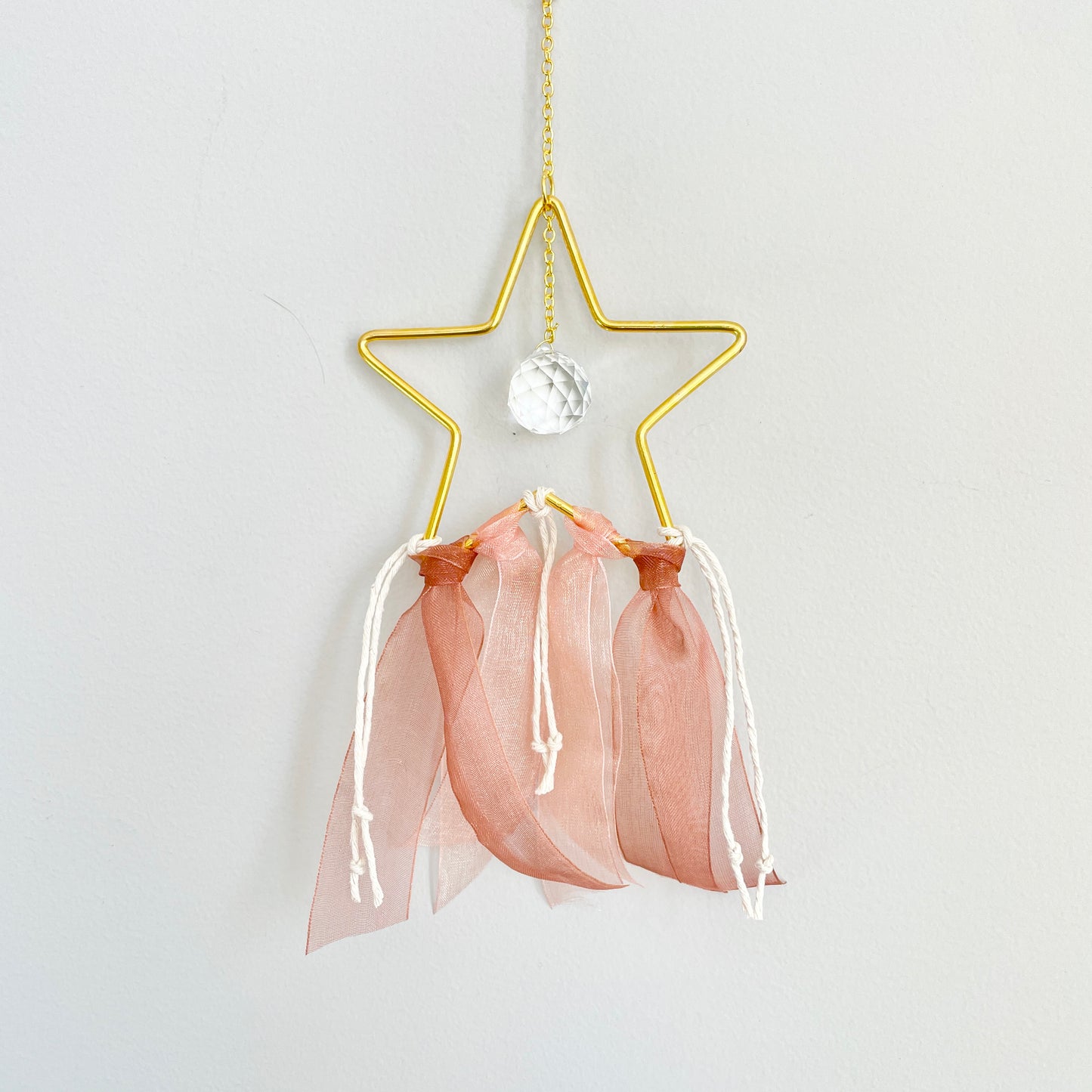 Small Shooting Star Suncatcher with Neutral Chiffon Ribbons