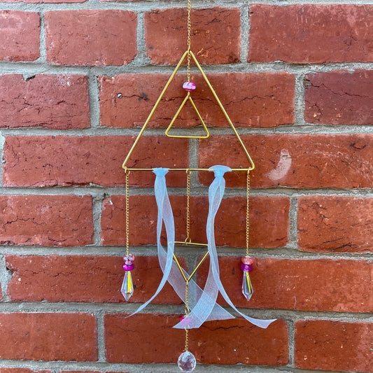 Decorative Pink + Blue Triangle Suncatcher