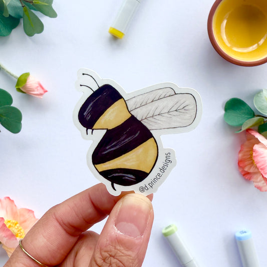 Hand-Illustrated Bumblebee | 2" Vinyl Sticker
