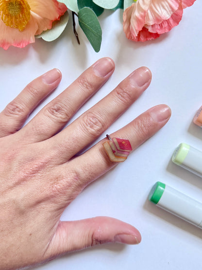 Hand-Illustrated Stack of Books | Handmade Resin Ring