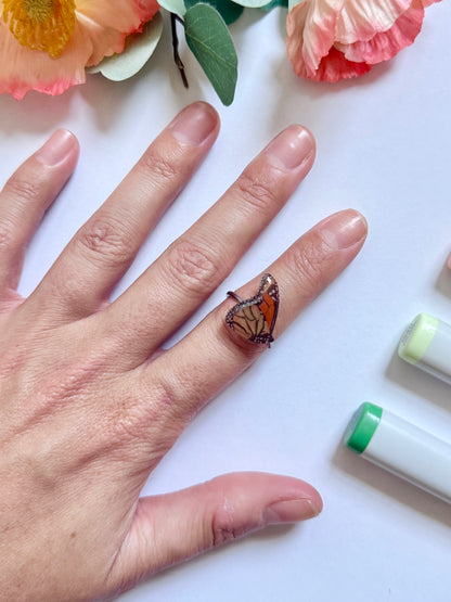Hand-Illustrated Monarch Butterfly | Handmade Resin Ring