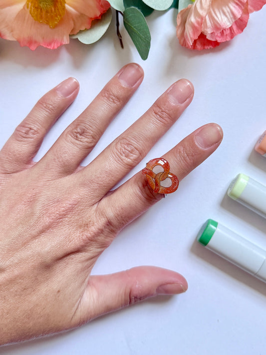 Hand-Illustrated Pretzel | Handmade Resin Ring