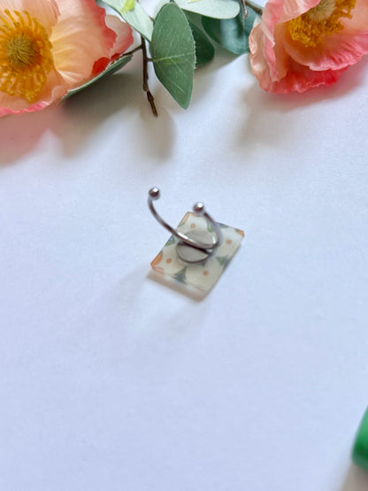 Hand-Illustrated Tile - Fleur | Handmade Resin Ring