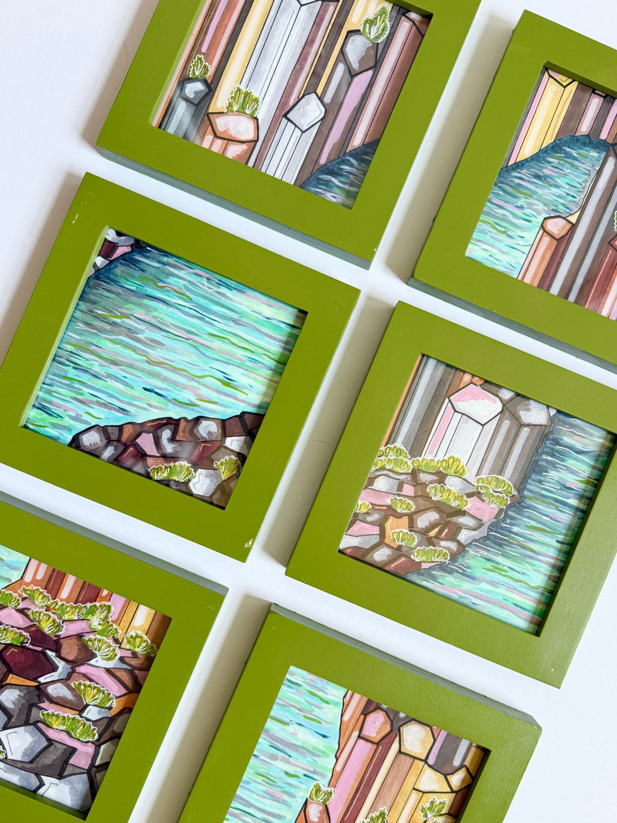 One of a Kind Batch Minis | Iceland Basalt Columns | Original 4x4 Illustrations