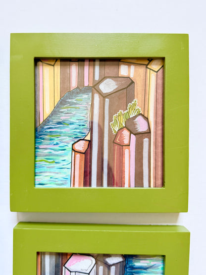 One of a Kind Batch Minis | Iceland Basalt Columns | Original 4x4 Illustrations