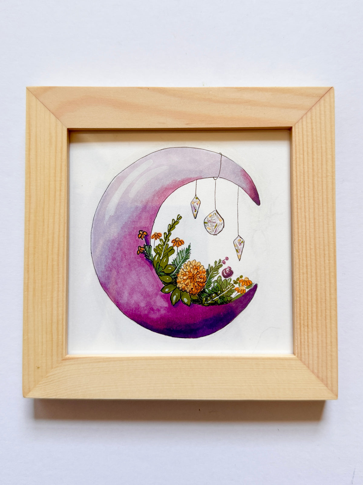 One of a Kind Mini 4x4 Illustration | Festive Fall Moon