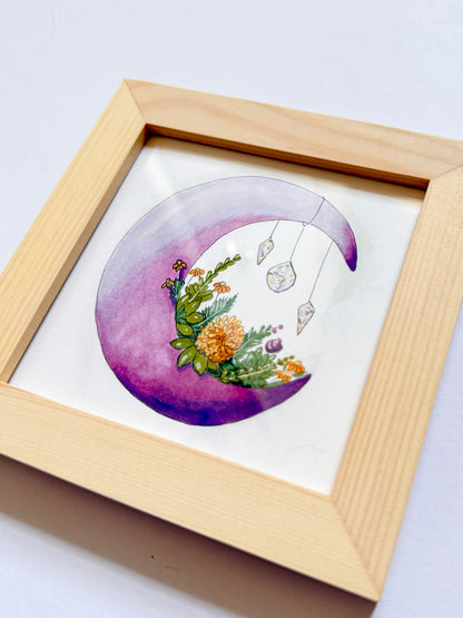 One of a Kind Mini 4x4 Illustration | Festive Fall Moon