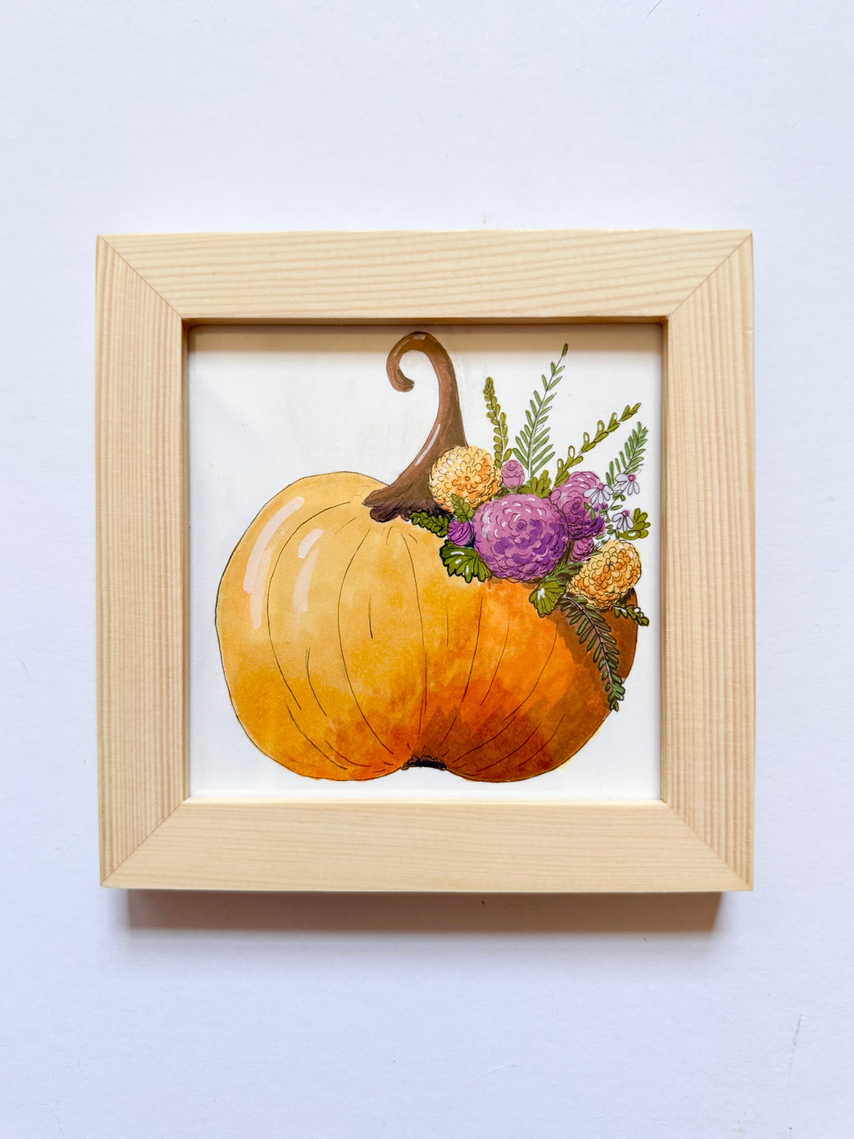 One of a Kind Mini 4x4 Illustration | Festive Fall Pumpkin