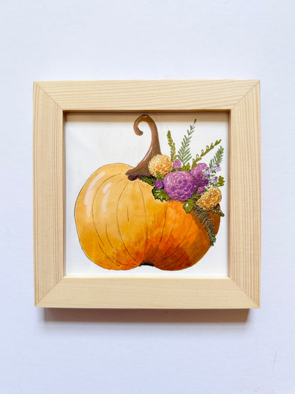 One of a Kind Mini 4x4 Illustration | Festive Fall Pumpkin