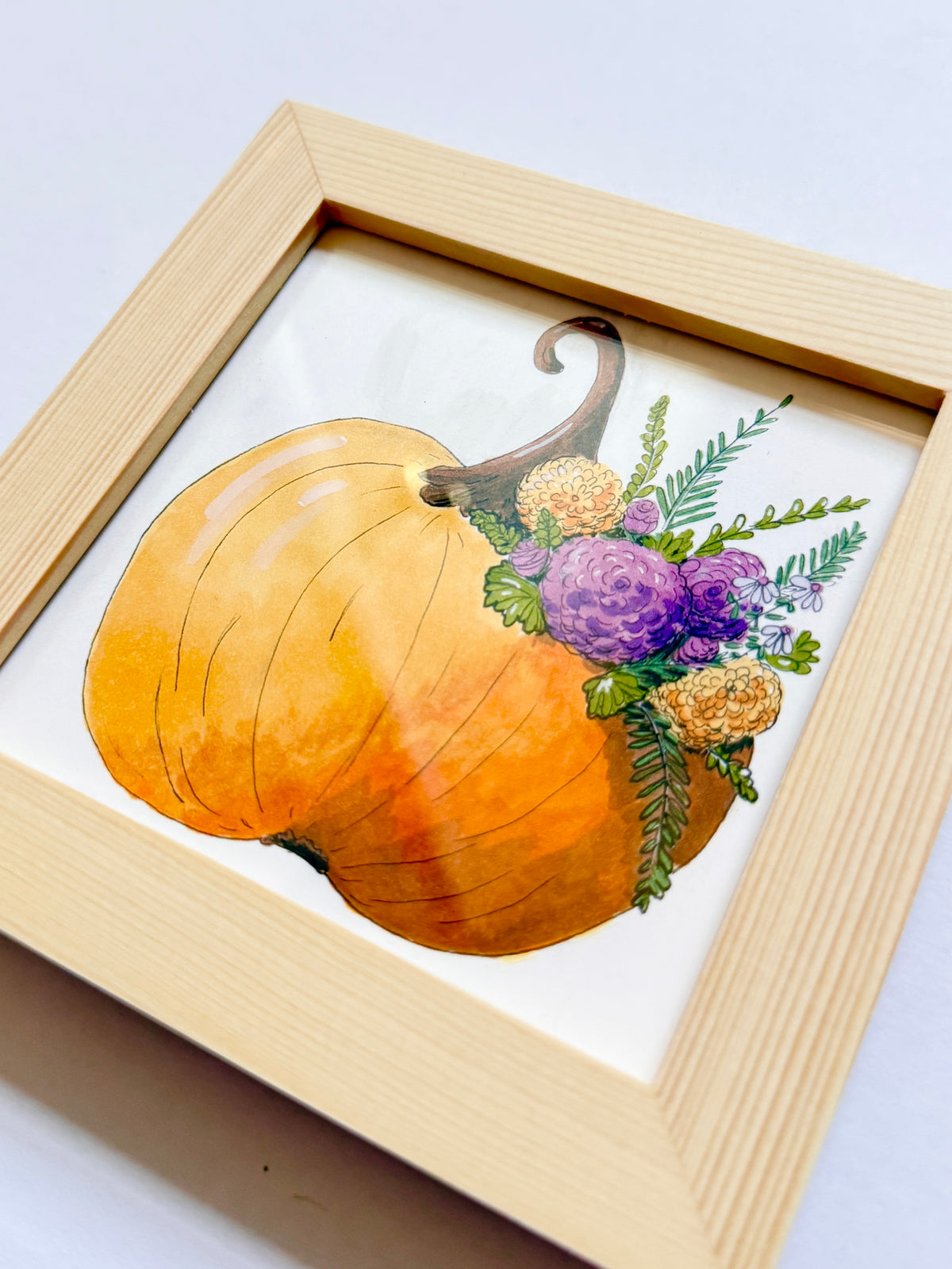 One of a Kind Mini 4x4 Illustration | Festive Fall Pumpkin