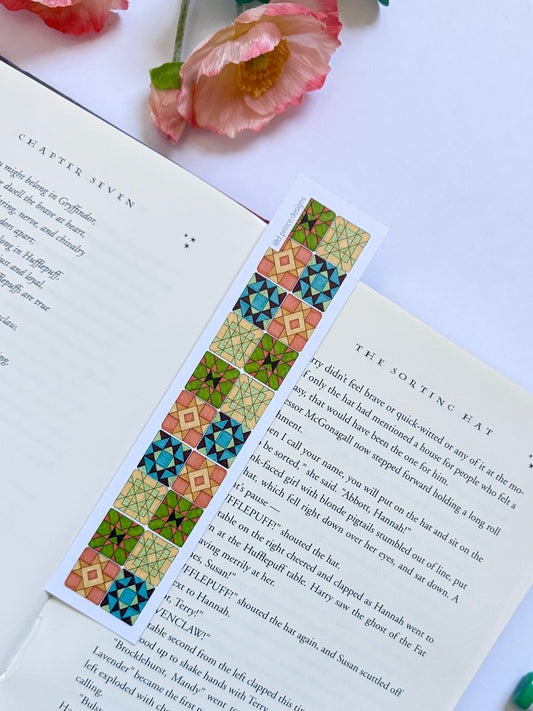 Hand-Illustrated Quilt Squares | Recycled Cardstock Bookmark