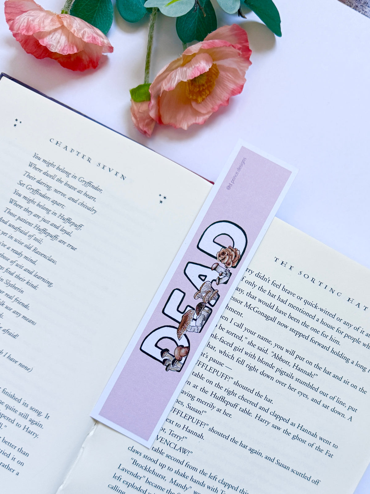 Hand-Illustrated Dead with Mushrooms | Recycled Cardstock Bookmark
