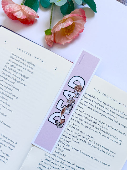 Hand-Illustrated Dead with Mushrooms | Recycled Cardstock Bookmark