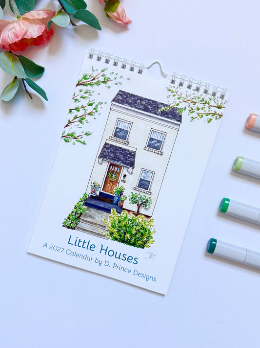 Hand-Illustrated 'Little Houses" | 8.2" x 5.8" Wall Calendar