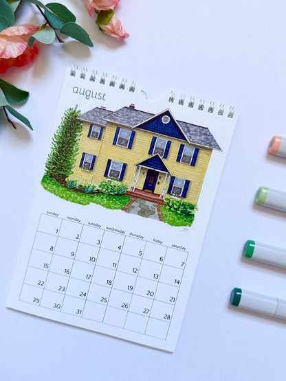 Hand-Illustrated 'Little Houses" | 8.2" x 5.8" Wall Calendar