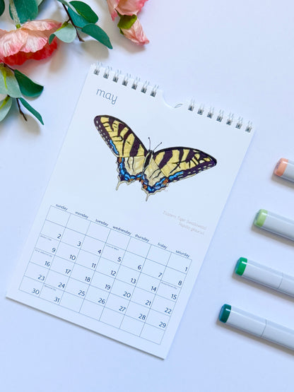 Hand-Illustrated Butterflies | 8.2" x 5.8" Wall Calendar