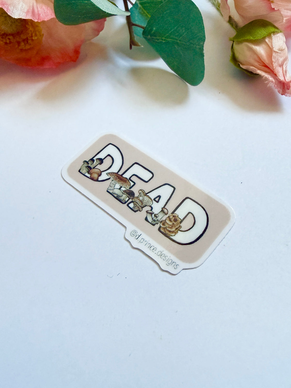 Hand-Illustrated Dead with Mushrooms | 2" Vinyl Sticker