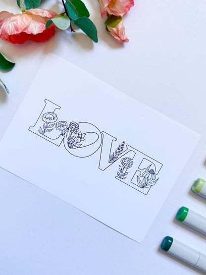 5x7 Color & Frame Sheet | Love with Flowers