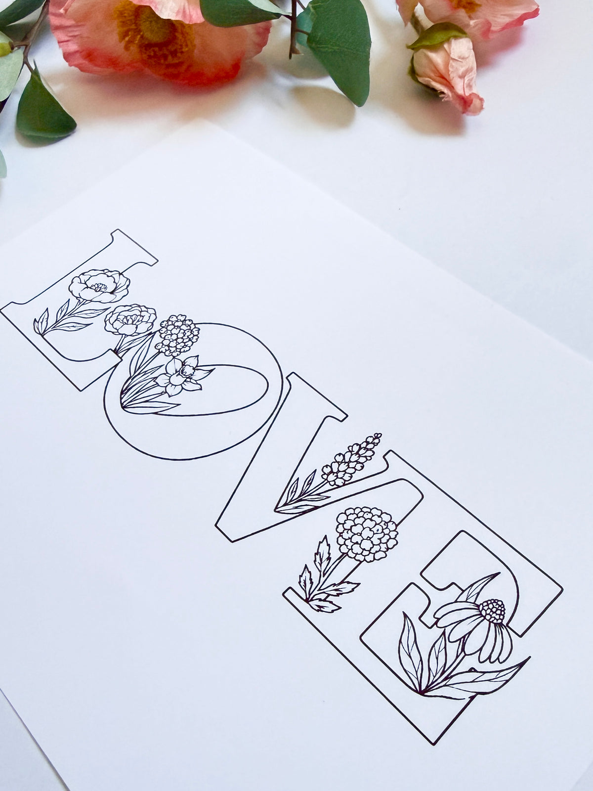 5x7 Color & Frame Sheet | Love with Flowers