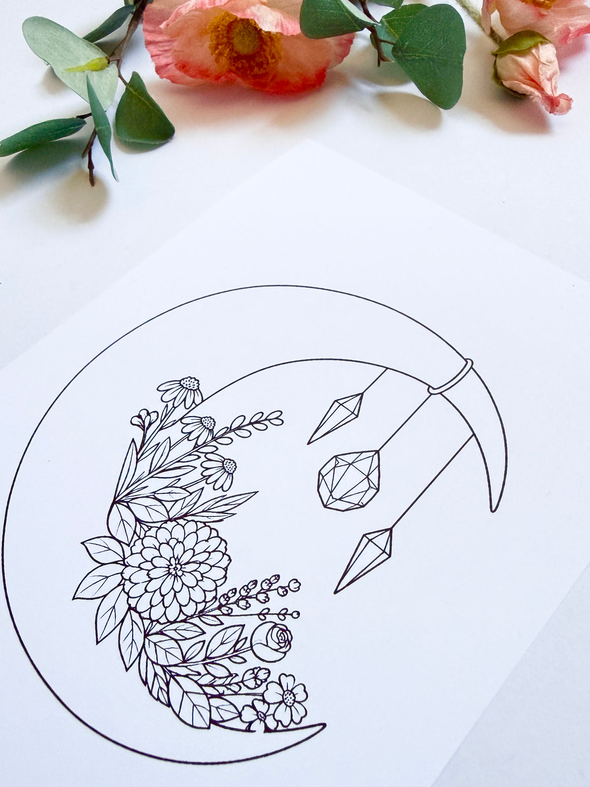5x7 Color & Frame Sheet | Floral Moon