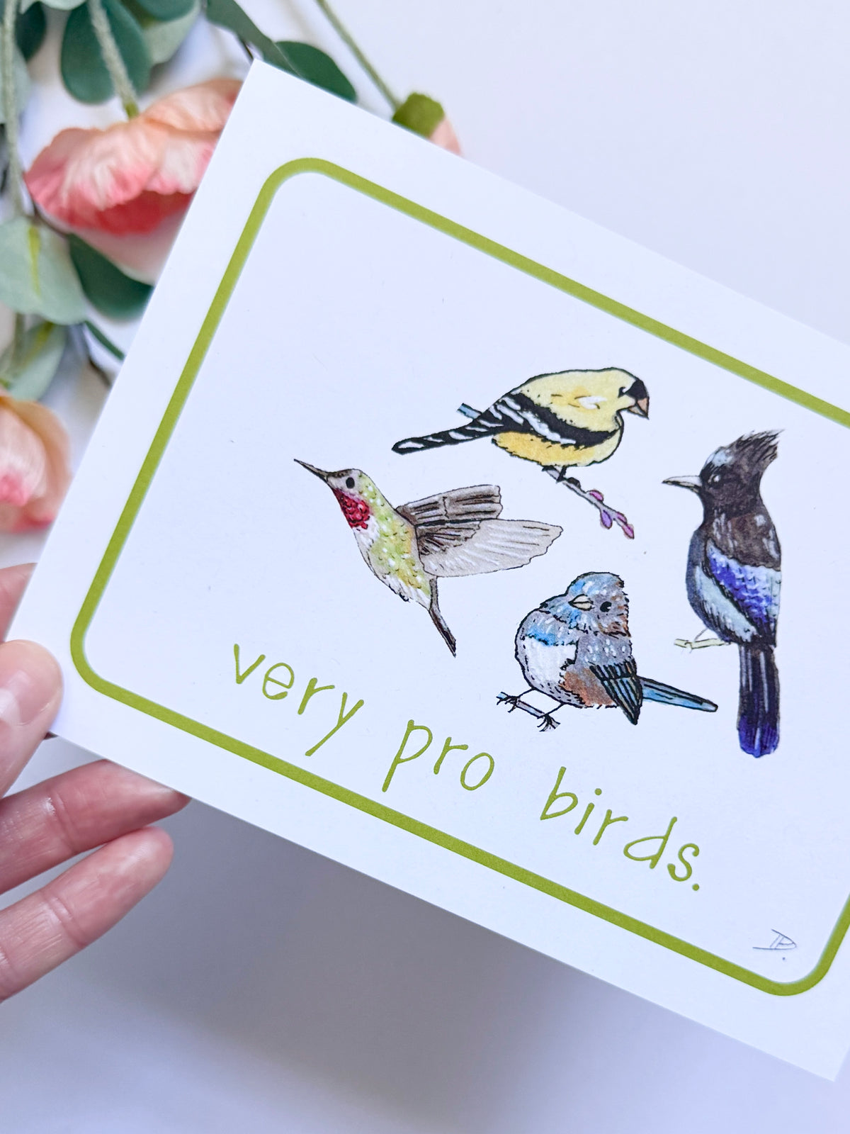 Hand-Illustrated 'Very Pro Birds' | Recycled Cardstock Print