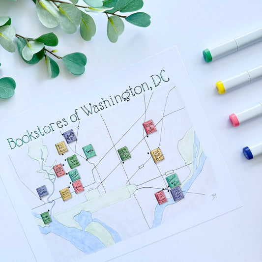 Bookstores of Washington, DC | Recycled Cardstock Print