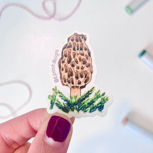 Hand-Illustrated Morel Mushroom | 2" Vinyl Sticker