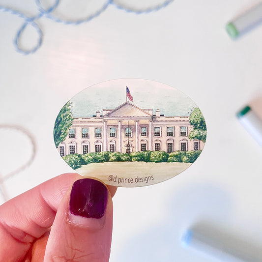 Hand-Illustrated White House Sticker | 2" Vinyl Sticker