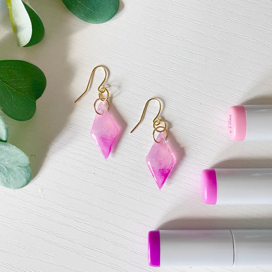 Upcycled Plastic Earrings | Translucent Ombre Pink Diamonds