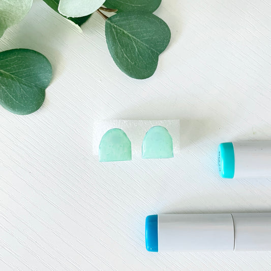 Upcycled Plastic Earring Studs | Robin's Egg Blue Arches