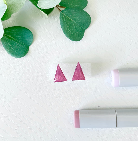 Upcycled Plastic Earring Studs | Plum Triangles