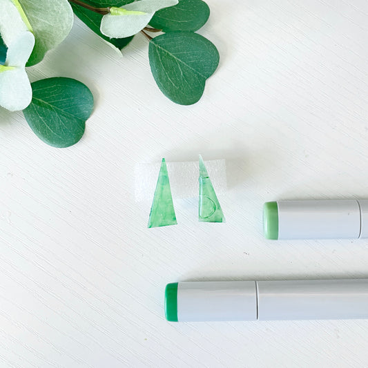 Upcycled Plastic Earring Studs | Sage Green Triangles