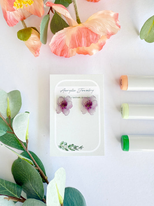 Hand-Illustrated Cherry Blossoms | Handmade Acrylic Studs