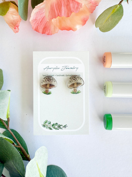 Hand-Illustrated Mushrooms | Handmade Acrylic Studs