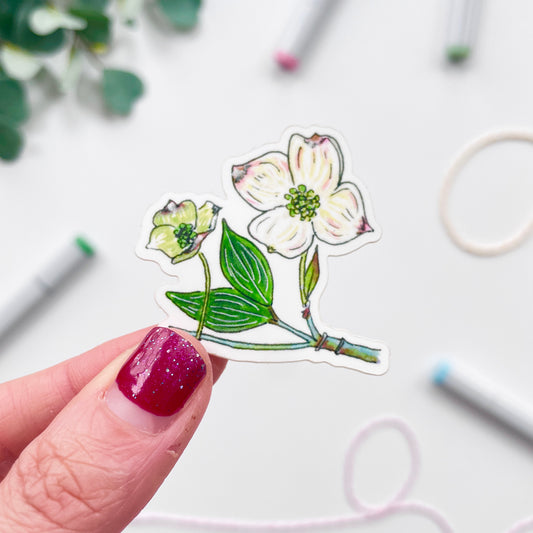 Hand-Illustrated Dogwood Flower | 2" Vinyl Sticker