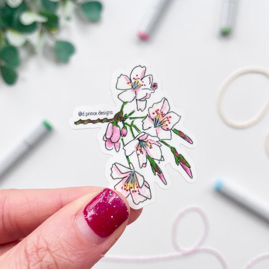 Hand-Illustrated Yoshino Cherry Blossom | 2" Vinyl Sticker