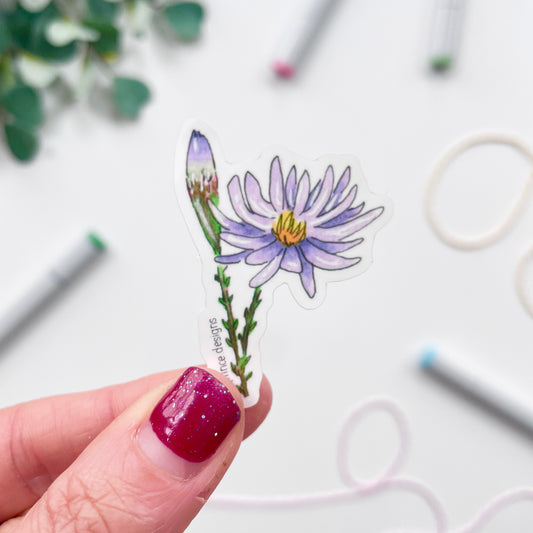 Hand-Illustrated Purple Aster | 2" Vinyl Sticker