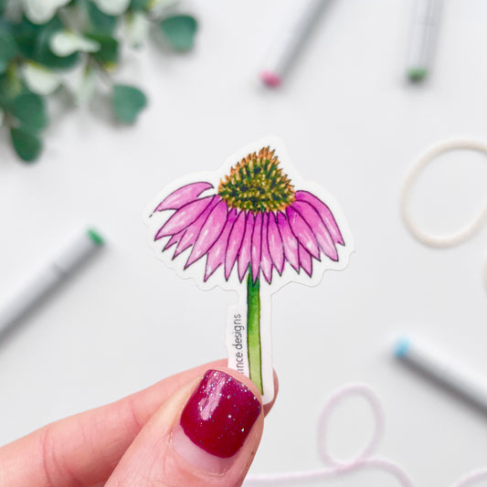 Hand-Illustrated Purple Coneflower | 2" Vinyl Sticker